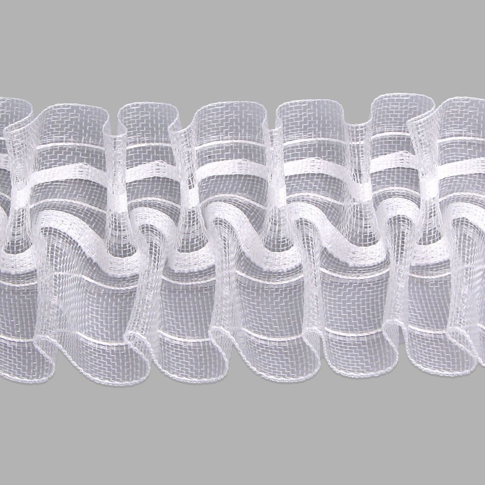 Лента (тесьма) шторная: сборка вафельная (1:2.5) 60 мм / 10 метров, (2 ряда петель, 4 шнура), прозрачный, (605-О)