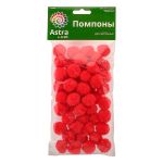 Помпоны декоративные ⌀25мм, 50 шт/упак, Astra&Craft (PA-007 красный)