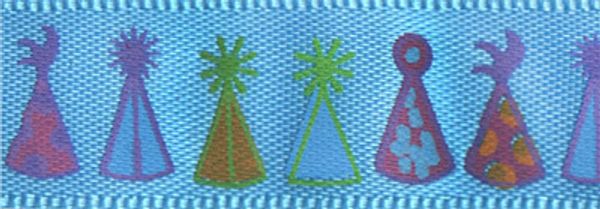 Лента атласная с рисунком 12.0 мм / 22.8±1 метра, W6/073 колпак/голубой, Gamma ALP-125