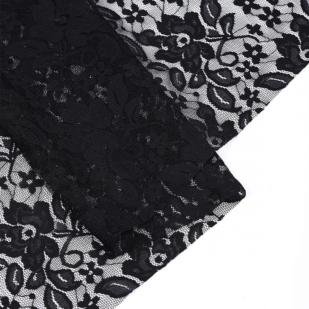 Гипюр стрейч 90 г/м², 150 см / 1 метр, TBY.M0064, черный