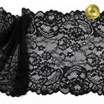 Кружево бельевое эластичное 190 мм / 10 м, 6378, цв.02 черный, Kruzhevo