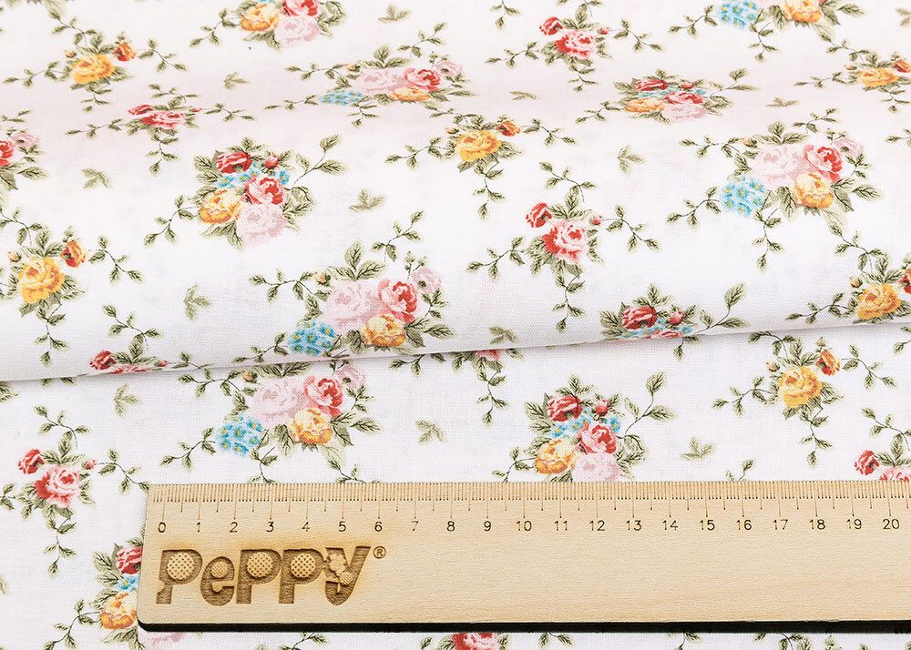 Ткань для пэчворка Peppy Версальские сады, отрез 50х55 см, 146 г/м², ВС-03 белый, Peppy