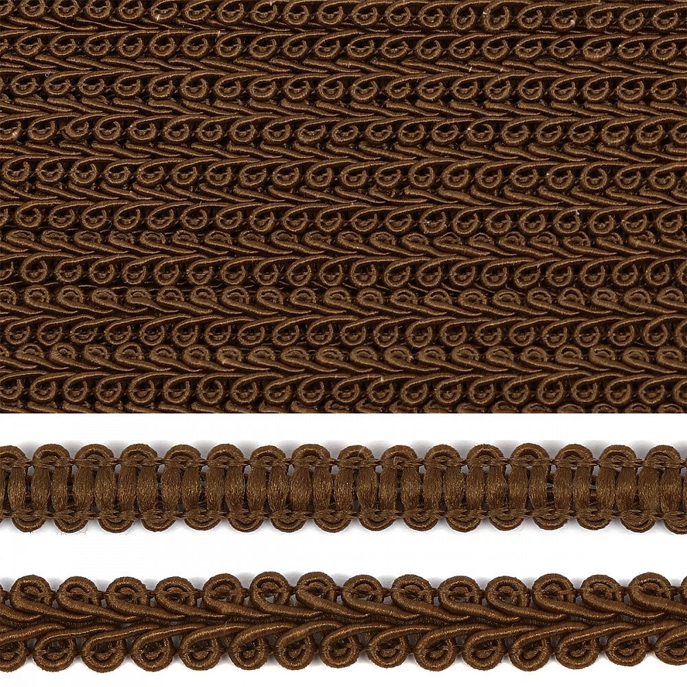 Тесьма Шанель плетеная 12 мм, 0384-0018 цв.30 коричневый уп.9м