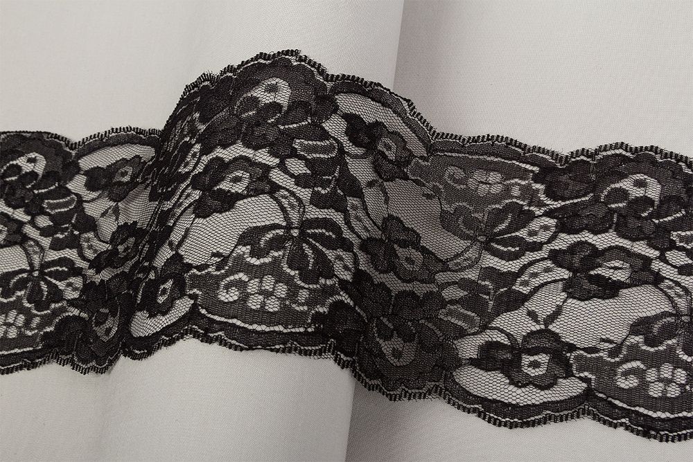 Кружево на сетке широкое 140 мм / 25 м, 325 черный, Blitz LCE-27