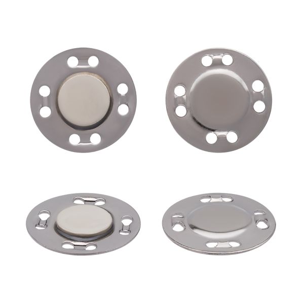 Кнопка магнитная металл пришивная ⌀21.0 мм, 10 шт, никель, MG03