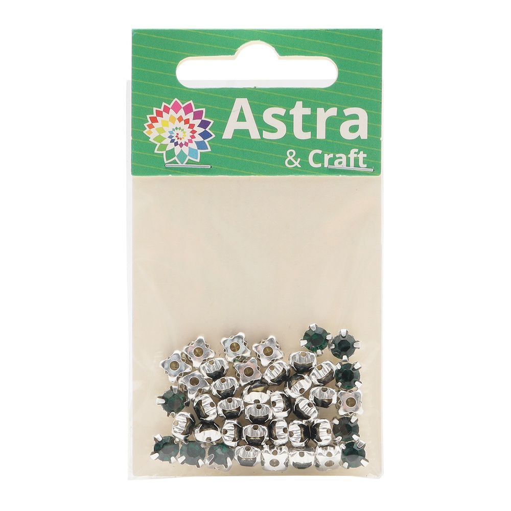 Хрустальные стразы в цапах/серебро, 6мм, 40 шт/упак, Astra&Craft (36 изумрудный), 4AR169/176