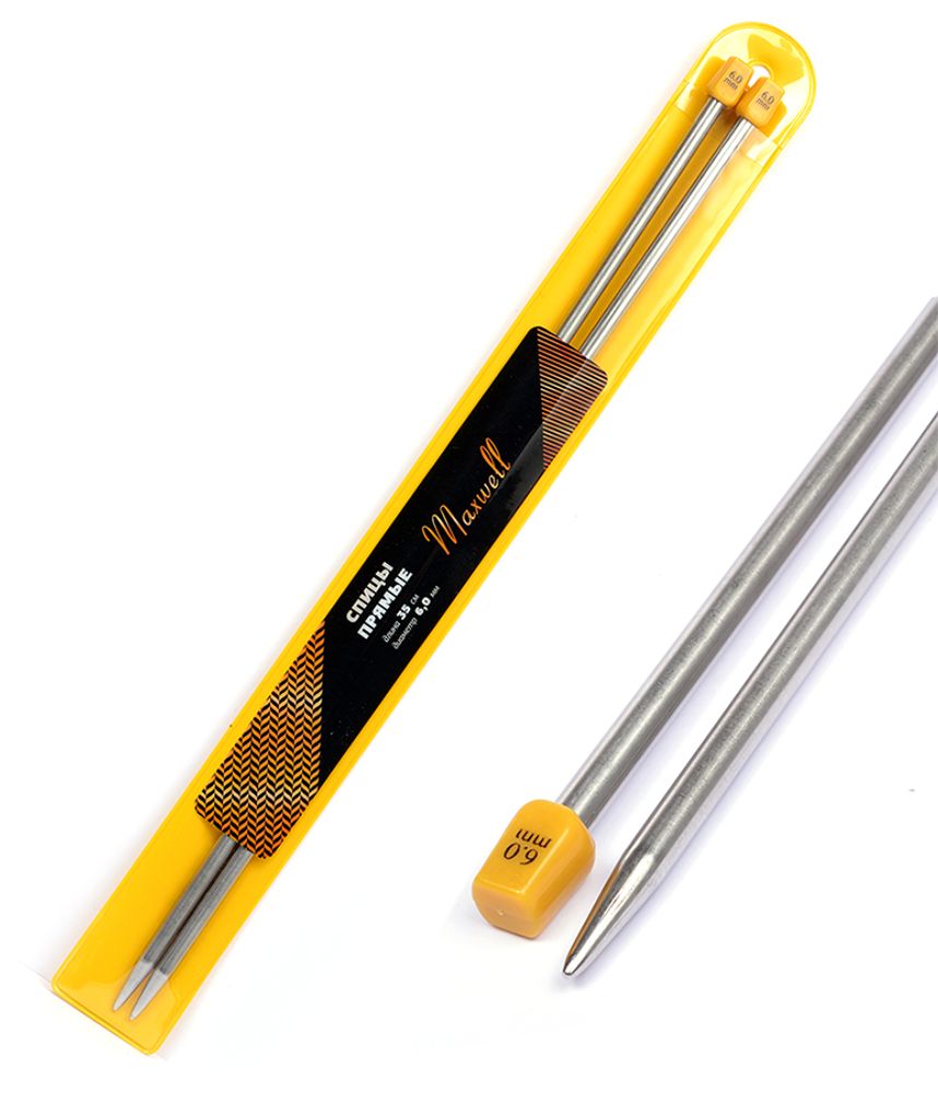Спицы прямые Maxwell Gold, металл, 35-60 ⌀6,0 мм, 35 см (2 шт)