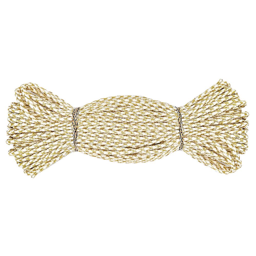 Шнур отделочный плетеный ⌀4.0 мм / 30 метров, белый/золото, С953Г7