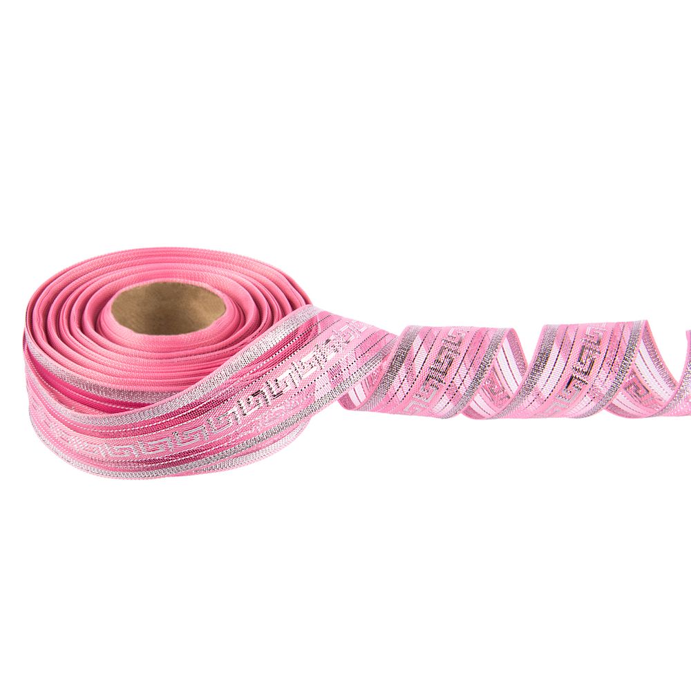 Лента металлизированная Подарочная 25±2 мм / 25±0.5 метров, роза-под серебро, Blitz