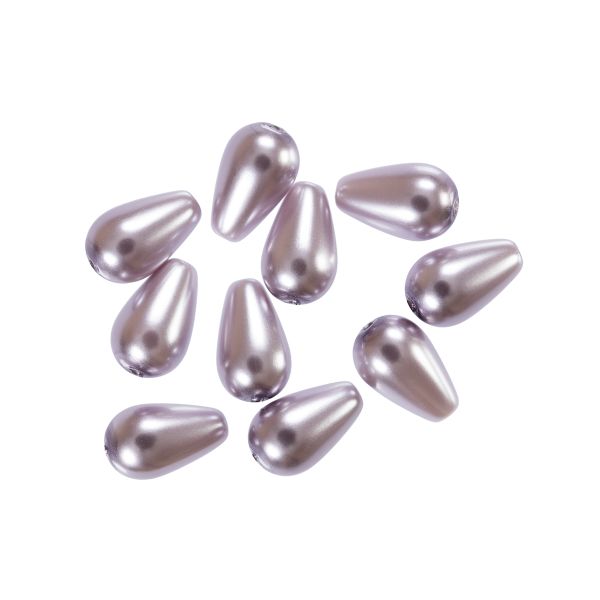 Бусины стекло под жемчуг 10х6 мм, фигурная, 10 шт, св. лиловый (lavender), Preciosa 131-50-011
