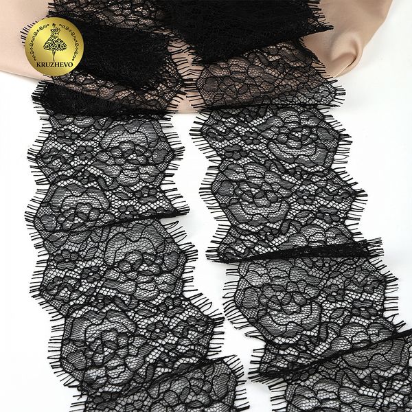 Кружево шантильи (реснички) 80 мм, цв.2 черный, 3 метра, Kruzhevo