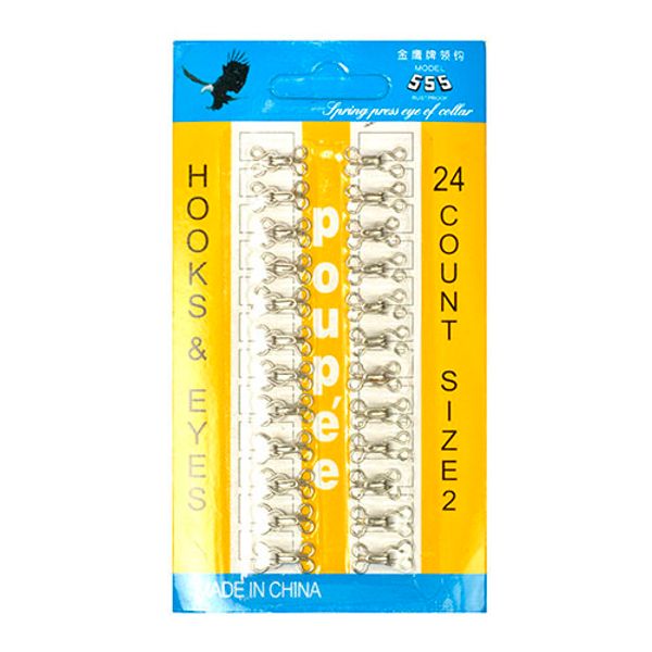 Крючки пришивные 15х8 мм, №2, HIB, цв. никель, 24 шт