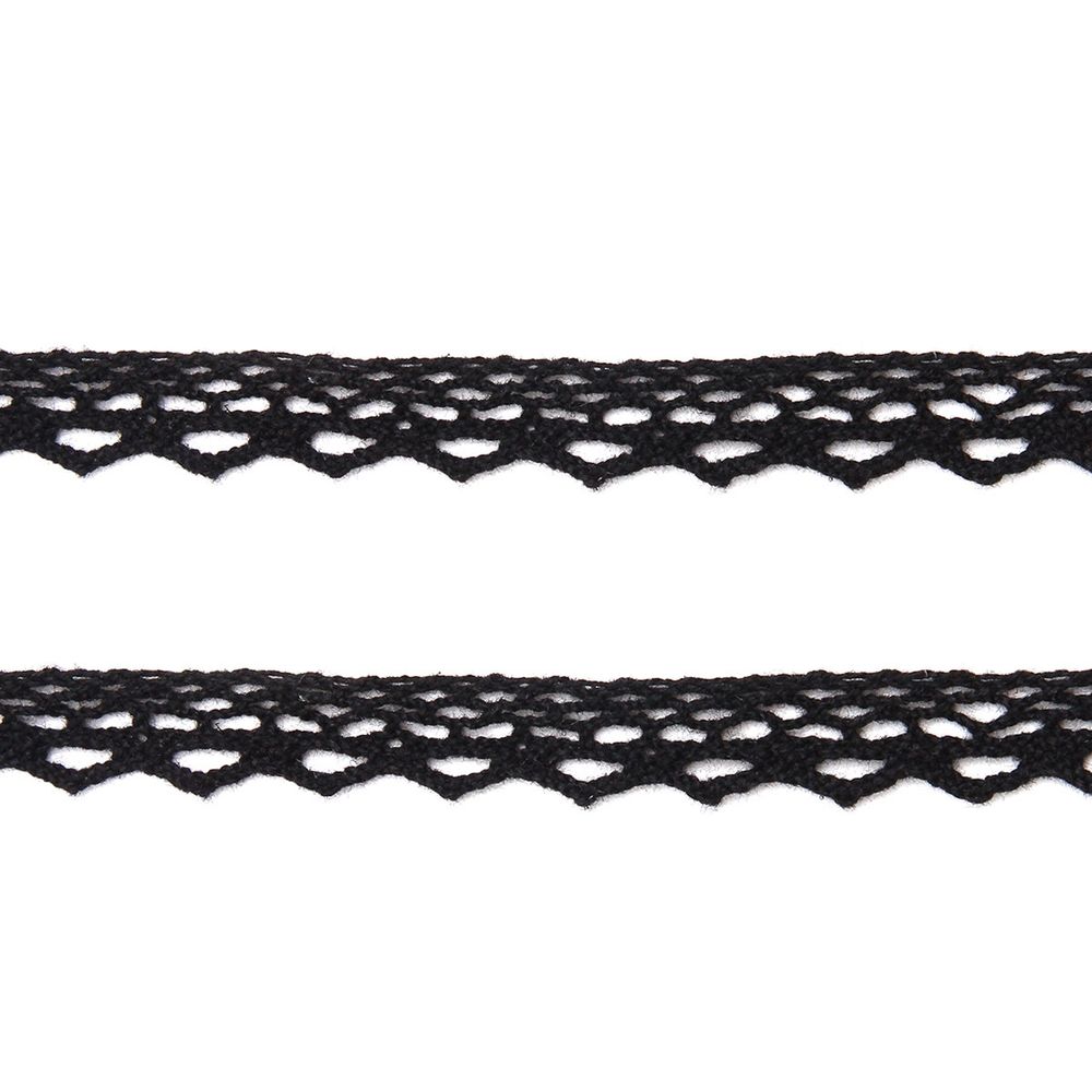 Кружево вязаное х/б 10 мм / 9.14 метров, черный