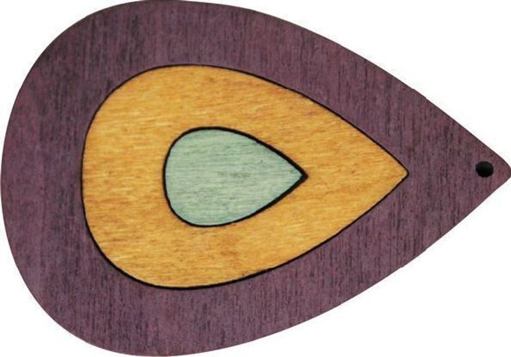 Декоративная деревянная подвеска капля, 50х36 мм, Астра, 2162-03