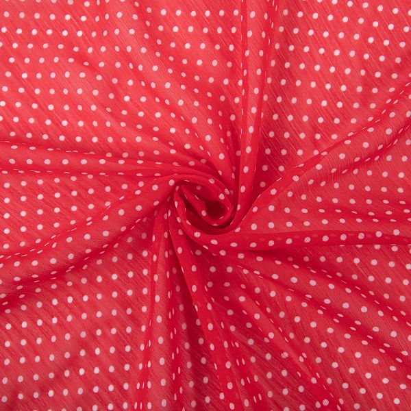 Ткань блузочная Chiffon 68 г/м², 200х147 см, 7 красный/ белый, Gamma PC-05