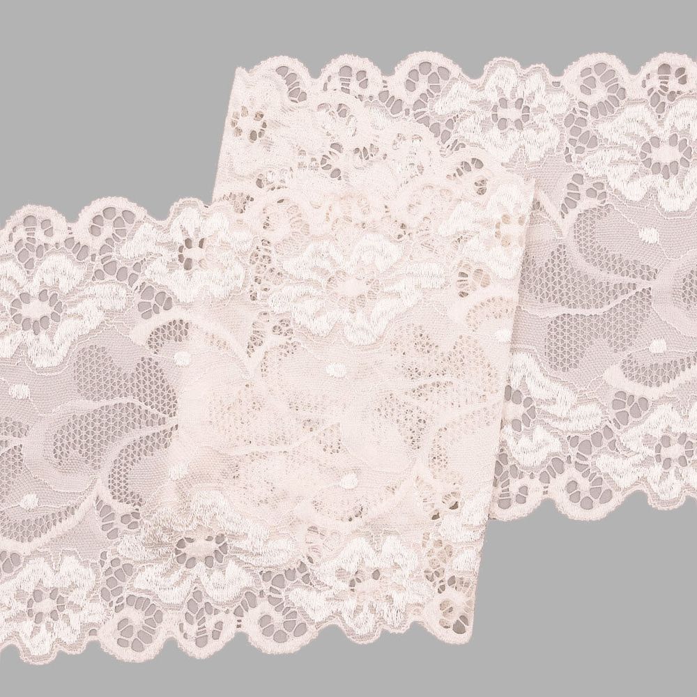 Кружево бельевое эластичное 150 мм / 3.4 метра, цвет молочный