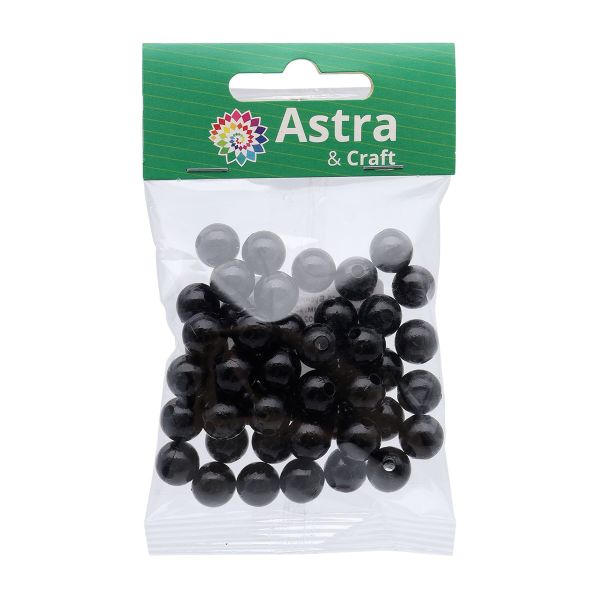 Бусины пластик (жемчуг) ⌀10 мм, 25 г, Astra&Craft (MH.КР.10.002.02 черный)