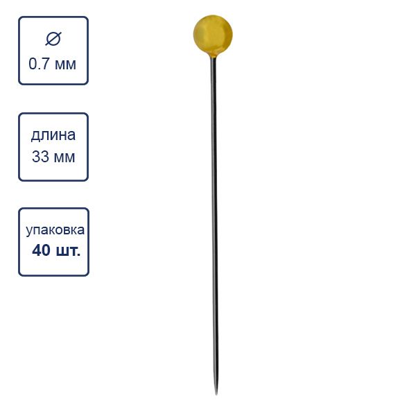 Булавки наметочные ромашка 33 мм, сталь, 12х40 шт, в пластиковой упаковке, ассорти, Blitz P-040