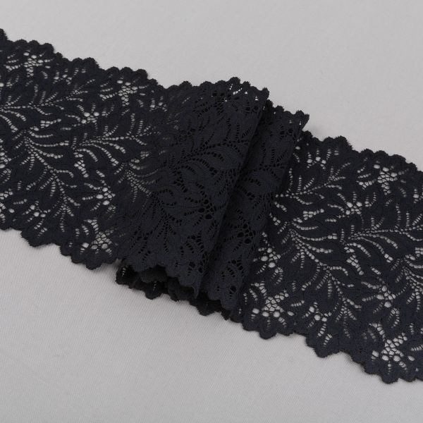Кружево бельевое эластичное 160 мм / 3±0.2 метра, Турция, черный, Blitz