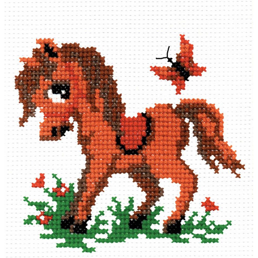 Набор для вышивания нитками РС Студия, Лошадка 12х13 см