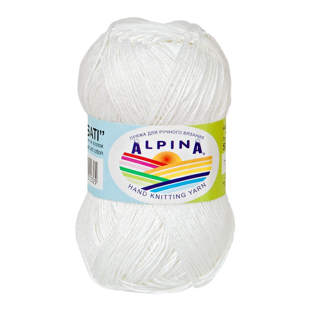 Пряжа Alpina Sati / уп.10 мот. по 50г, 170м, 001 белый