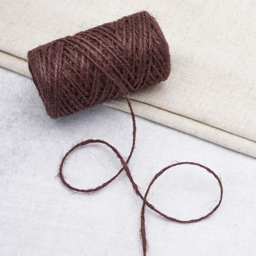 Шпагат джутовый ⌀1.4 мм / 100 метров (100 г), 2-ниточный, 1200 текс, евробобина, коричневый