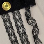 Кружево отделочное в стиле "трикотаж" 25 мм, диз. 926, цв.10 черный, уп. 9.14 м