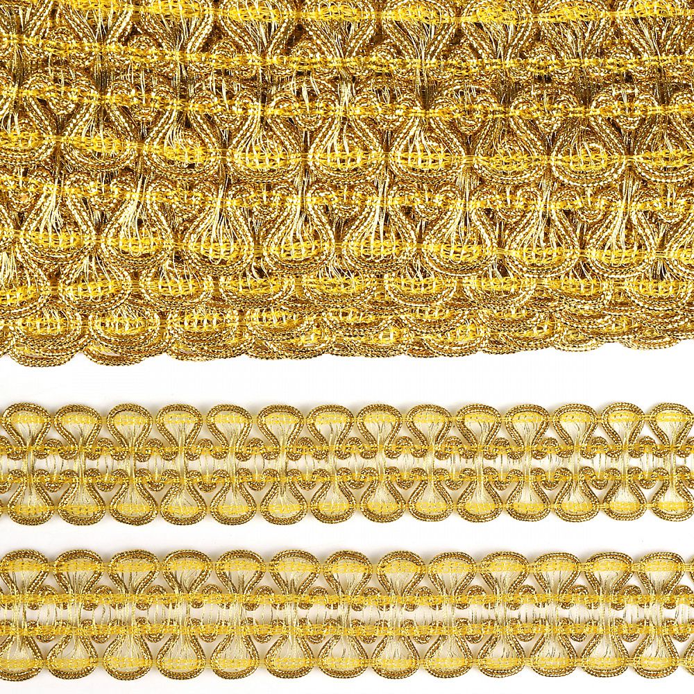 Тесьма отделочная 32 мм, 7728 цв.золото уп.13.71м