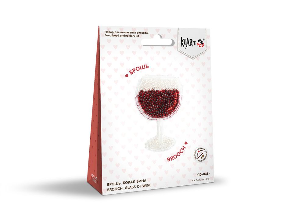 Набор для вышивания Klart 10-031, Брошь. Бокал вина, 4х7 см