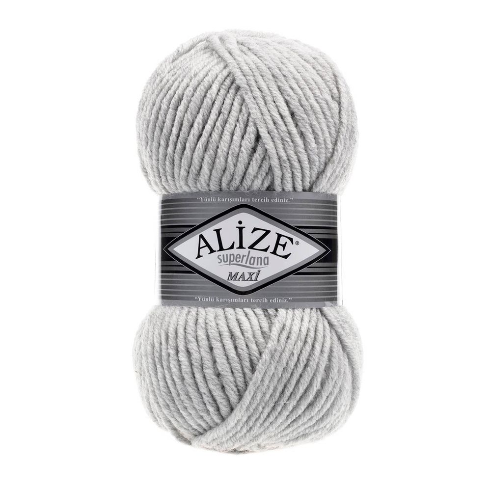 Пряжа Alize (Ализе) Superlana Maxi / уп.5 мот. по 100 г, 100м, 208 светло-серый меланж A