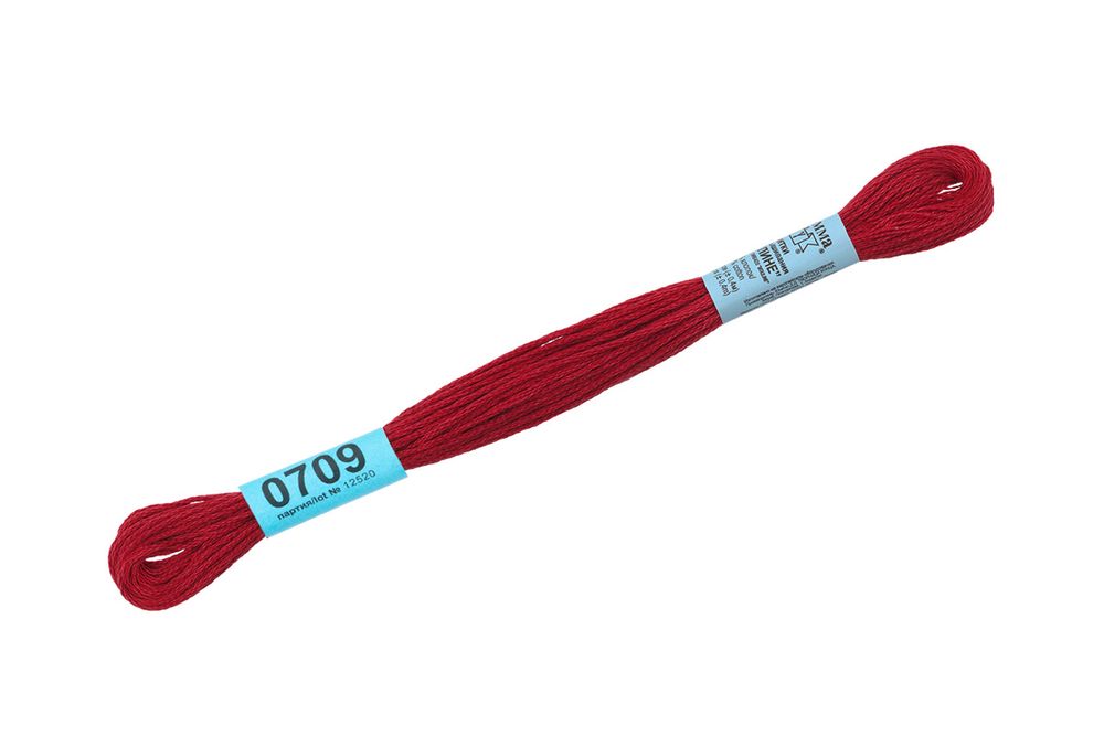 Мулине Gamma 100% хлопок, цв.0709 т.красный, 24 мотка по 8 метров