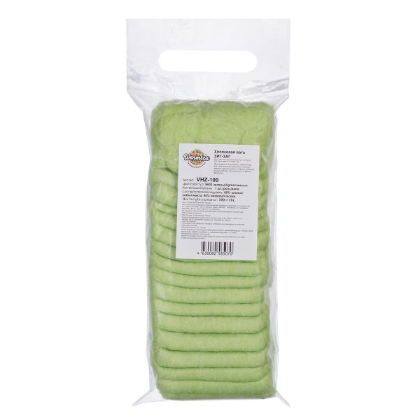 Вата хлопковая зигзаг 100±10 г, №03 зеленый, Warmtex VHZ-100