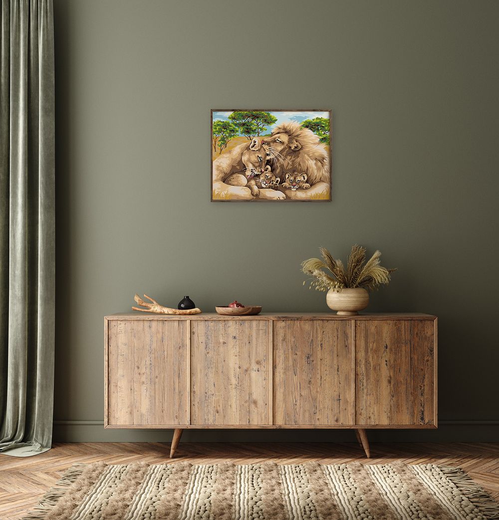Картина по номерам Фрея, Семья львов, 40х30 см