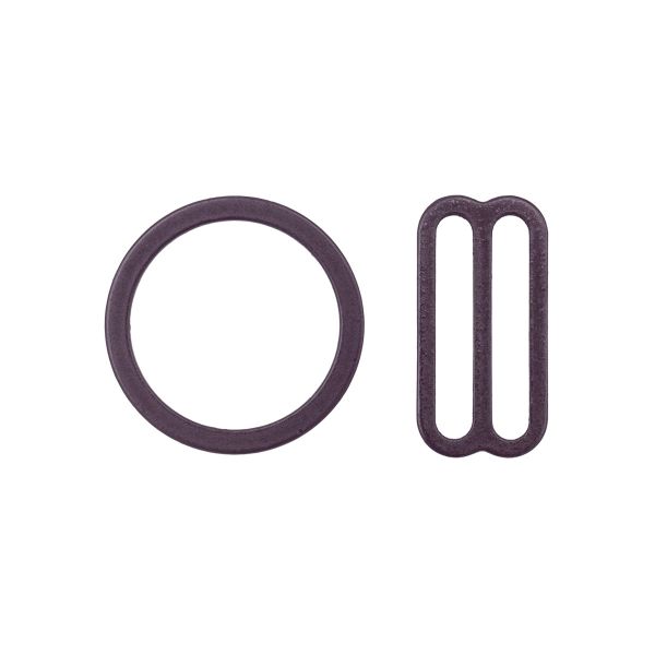 Набор фурнитуры для бюстгальтера металл (кольца ⌀18 мм + регуляторы 19 мм по 4 шт), 076 сливовое вино, 28800