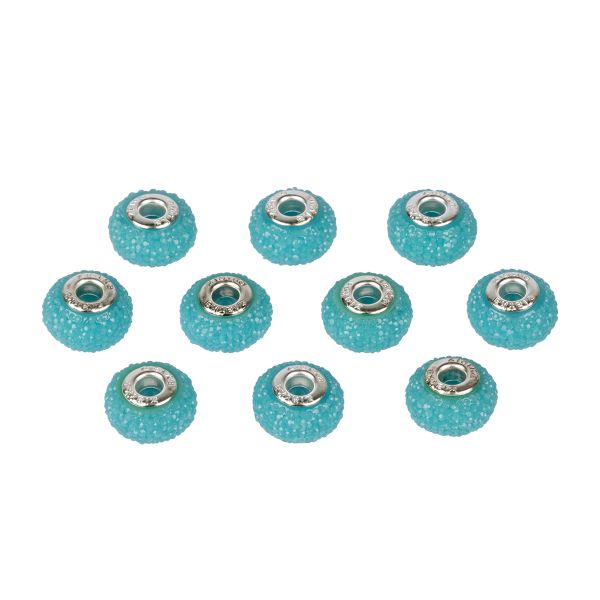 Бусины шармы ⌀16 мм, 10 шт, смола, №19 голубой/неон, Zlatka RFB-16