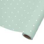Пленка упаковочная для цветов и подарков Точки, 65 мкр, 58см / 10м ± 5% (VH2551 пастельно-зеленый с белыми точками)