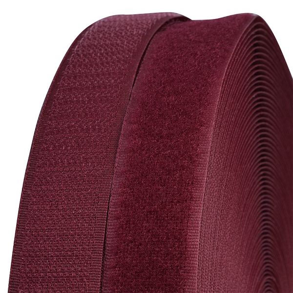 Лента контактная липучка (велкро) пришивная 50 мм / 25 метров, F179 т.бордо, /пара/, кач.