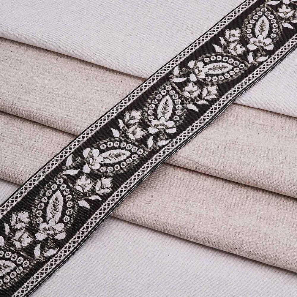 Лента (тесьма-бордюр) жаккардовая 60.0 мм / 25±1 метров, 6 черный, 3AR2679