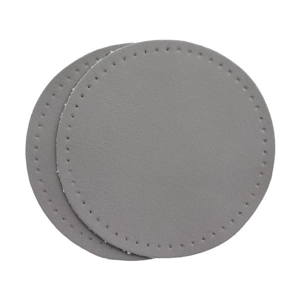 Заплатки пришивные из кожи, круг ⌀8см с перфорацией, 2 шт, 100% кожа, 07 серый, 9121