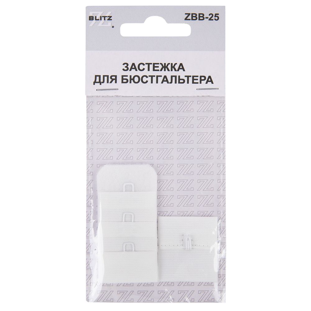 Застежки для бюстгальтера текстильные 25 мм, 5 шт, нейлон, 01 белый, Blitz ZBB-25