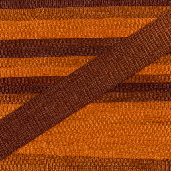 Лента (тесьма) шелковая 7.0 мм / 9.1±0.5 метров, M136 яр.оранжевый/коричневый, Gamma SRM-7