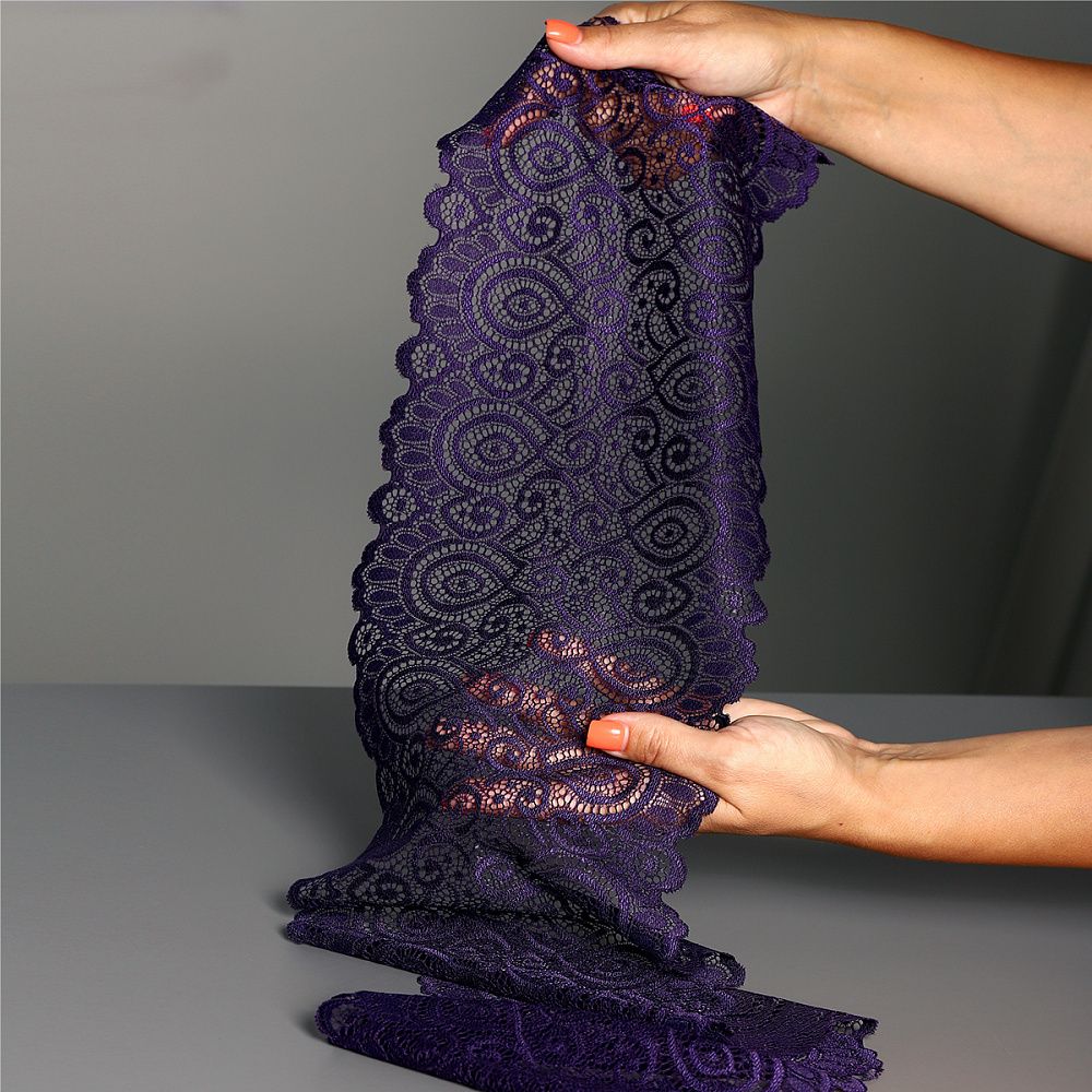 Кружево бельевое эластичное 180 мм / 3 м, TBY.L1351, цв.L2817 фиолетовый, Kruzhevo