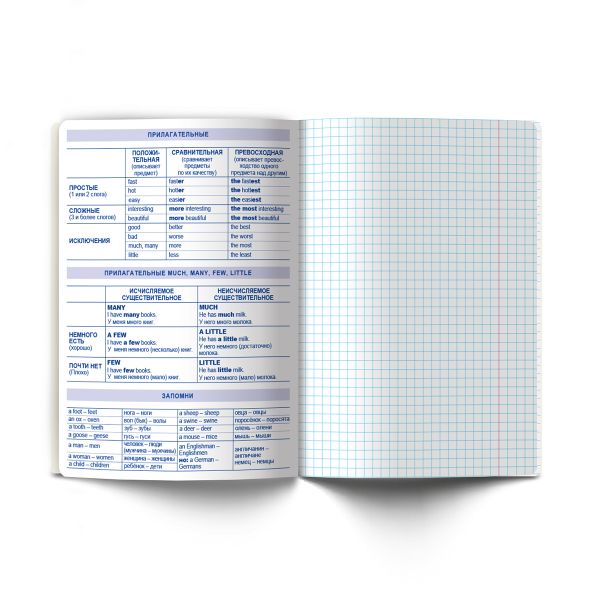 Тетрадь со справочным материалом Остров легенд, сплошной лак, A5+ 48 л. на скобе 65 г/м², белизна 100 %, 10 шт, клетка, 01311 Остров легенд Английский язык, Светоч Т143