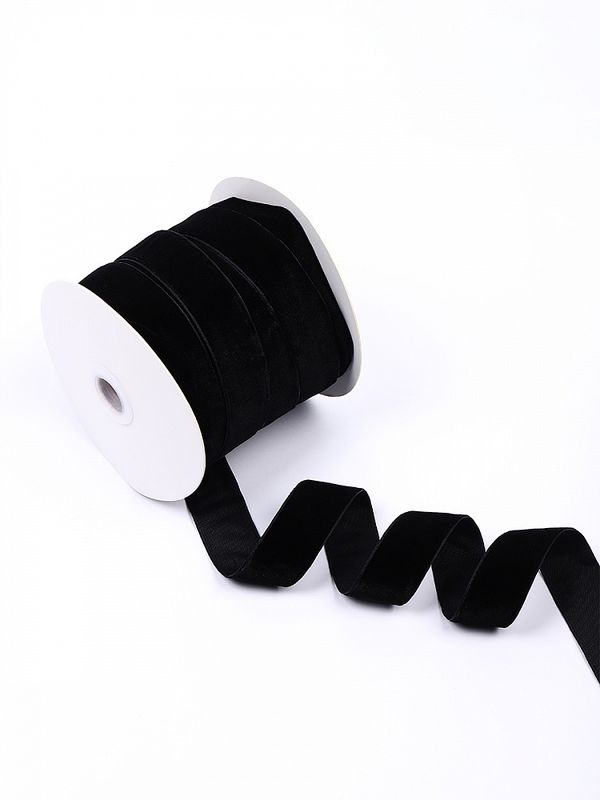 Лента бархатная (тесьма) 25.0 мм / 22.86±1 метров, арт.25VR03 нейлон цв.черный