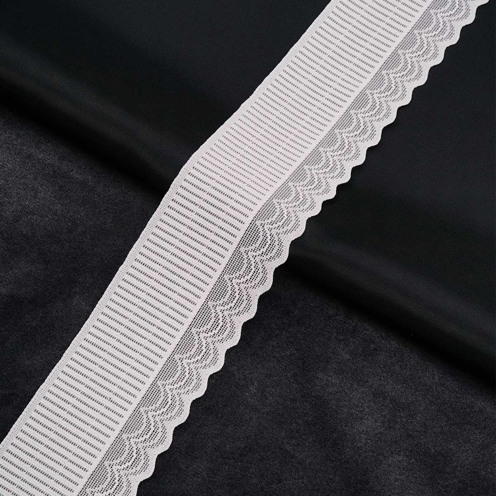 Кружево эластичное (стрейч) 40 мм / 3.4 метра ±4 см, белый, 3AR3781