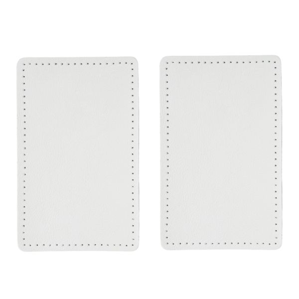 Заплатки пришивные из кожи, прямоугольник 8х12.7 см, с перфорацией, 2 шт, 100% кожа, 08 белый, 9123