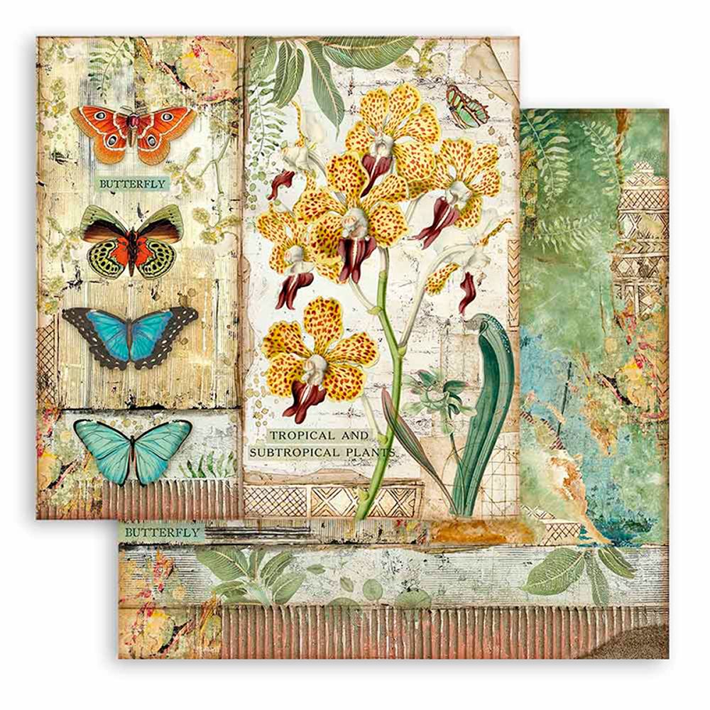 Бумага 2-сторонняя для скрапбукинга &quot;Амазония - орхидея и бабочка&quot;, Stamperia