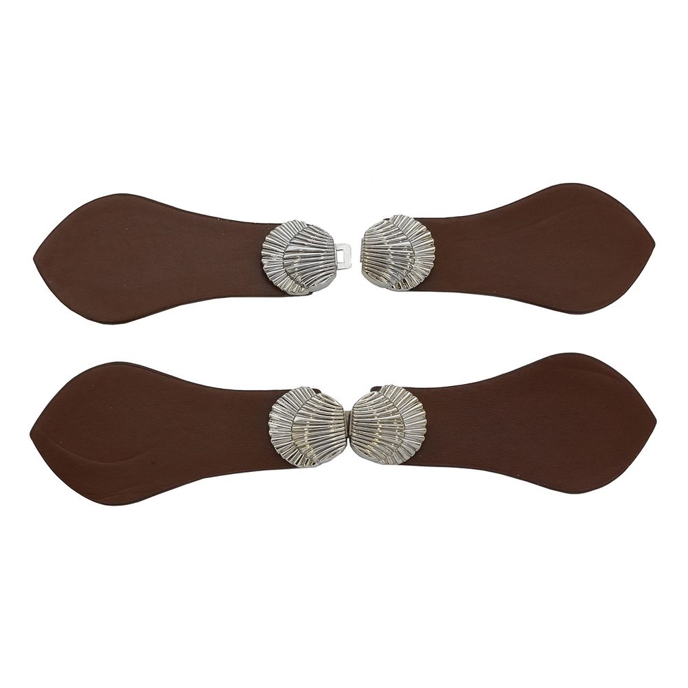 Фурнитура застежка для кардигана кожаная №6 коричневая 21,5 (никель), 2 шт