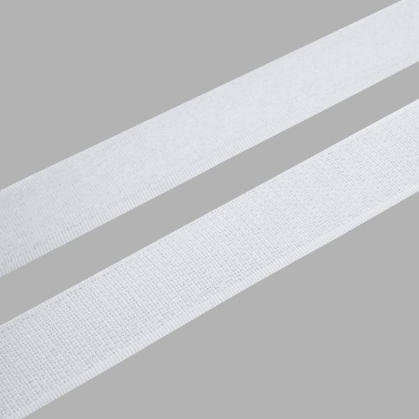 Лента контактная липучка (велкро) пришивная 25 мм, / 25 метров, белый, ПАРА (крючок+петля), качество 