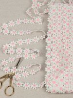 Кружево гипюр (плетёное) ромашка 15 мм / 13.71 метра, TBY.12243/1, цв.белый+розовый, Kruzhevo